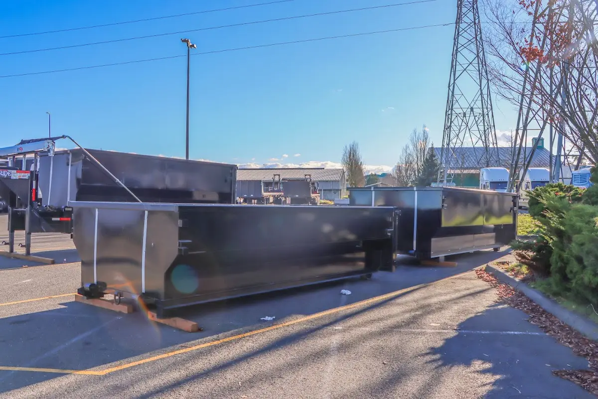 Roll-off dumpster ready for waste disposal at job site for 20 Yard Dumpster Rental in Bullard